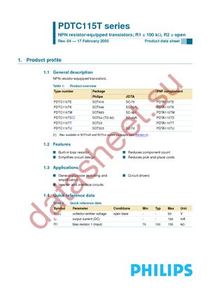 PDTC115TE T/R datasheet  